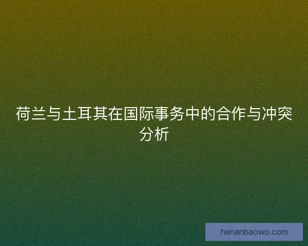荷兰与土耳其在国际事务中的合作与冲突分析
