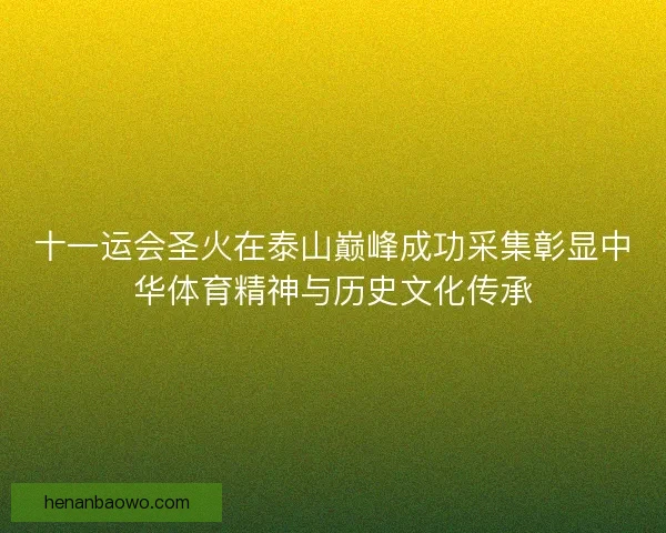 十一运会圣火在泰山巅峰成功采集彰显中华体育精神与历史文化传承