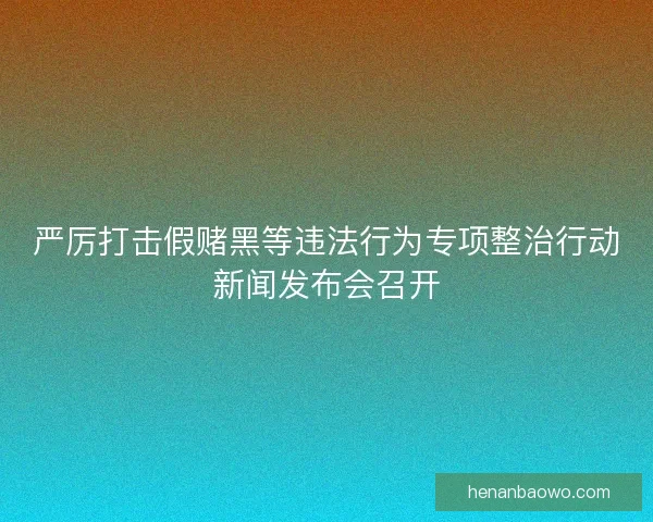 严厉打击假赌黑等违法行为专项整治行动新闻发布会召开 严厉打击假赌黑等违法行为专项整治行动新闻发布会召开